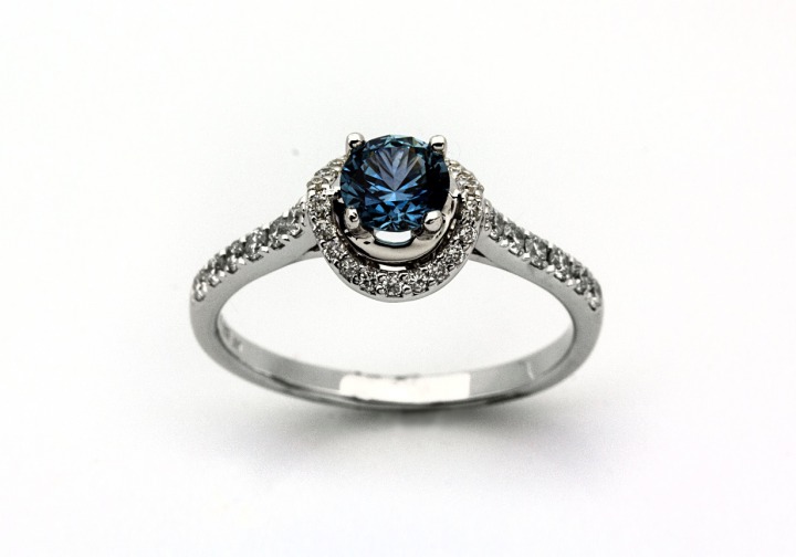 14K Fancy Montana Sapphire & Diamond Ring