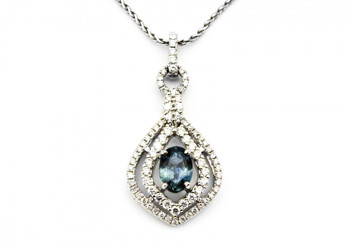 18K Fancy Sapphire and Diamond Pendant 