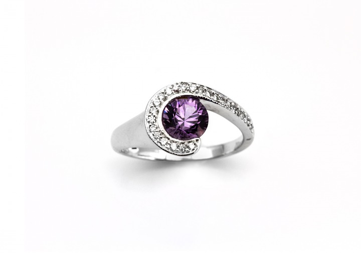 14K Fancy Montana Sapphire and Diamond Ring