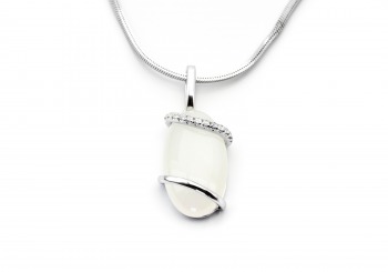 14K Moonstone and Diamond Pendant