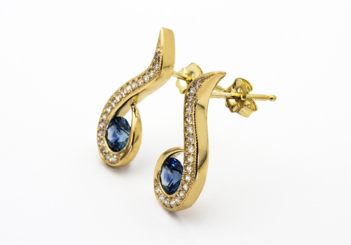 14K Fancy Montana Sapphire Earrings 