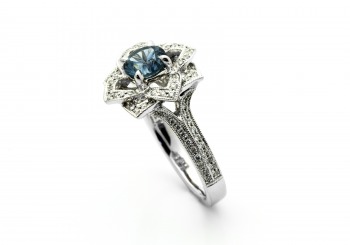 14K Fancy Montana Sapphire and Diamond Ring 14K Fancy Montana Sapphire and Diamond Ring