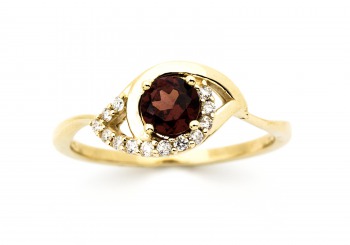 14K Garnet & Diamond Ring