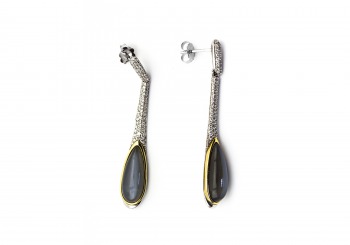 14K Moonstone and Diamond Earrings 14K Moonstone and Diamond Earrings