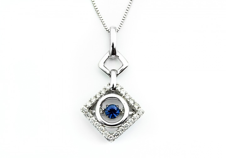 14K Montana Yogo Sapphire and Diamond Pendant