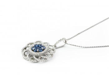 14K Yogo Sapphire and Diamond Pendant 14K Yogo Sapphire and Diamond Pendant