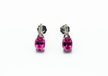 18K Ruby Tourmaline and Diamond Earrings