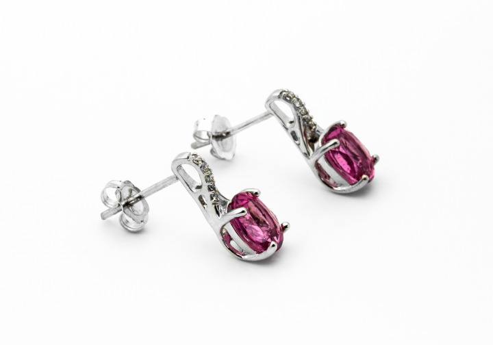 18K Ruby Tourmaline and Diamond Earrings