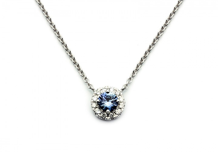 14K Montana Sapphire and Diamond Pendant