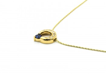 14K Yogo Sapphire & Diamond Pendant 14K Yogo Sapphire & Diamond Pendant