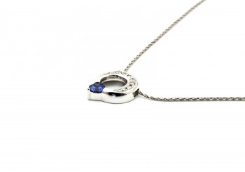 14K Yogo Sapphire and Diamond Pendant 14K Yogo Sapphire and Diamond Pendant