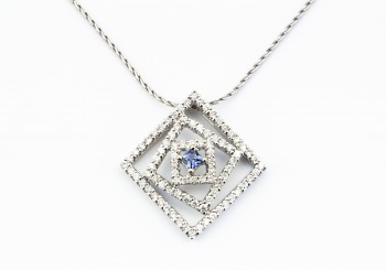 14K Yogo Sapphire and Diamond Pendant