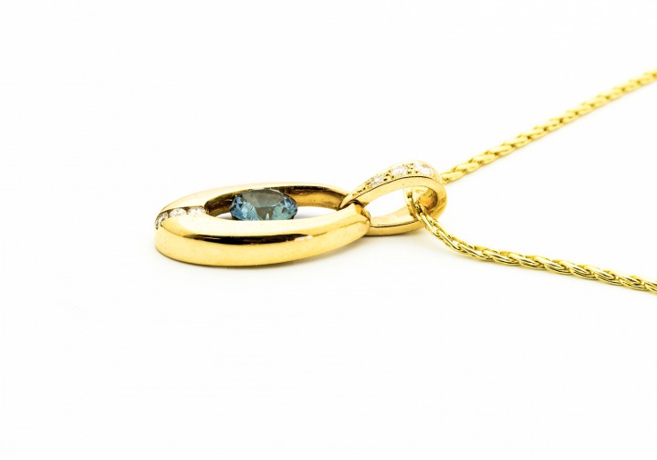 14K Sapphire & Diamond Pendant