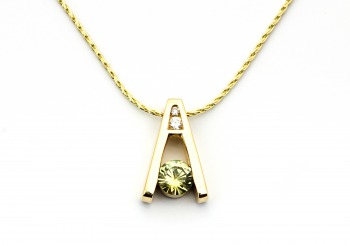 14K Fancy Montana Sapphire and Diamond Pendant
