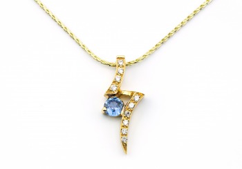 14K Yogo Sapphire & Diamond Pendant