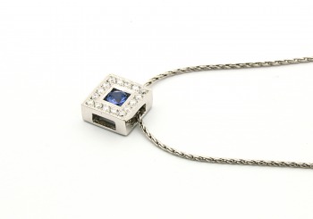 .13ct Yogo Sapphire and Diamond Pendant .13ct Yogo Sapphire and Diamond Pendant