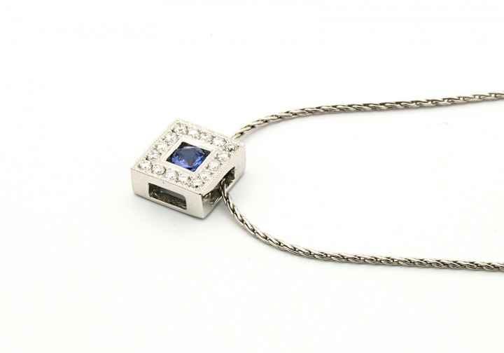 .13ct Yogo Sapphire and Diamond Pendant 