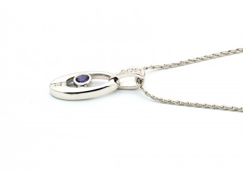 14K Yogo Sapphire and Diamond Pendant 14K Yogo Sapphire and Diamond Pendant