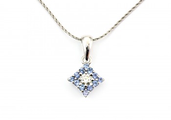 14K Yogo Sapphire and Diamond Pendant