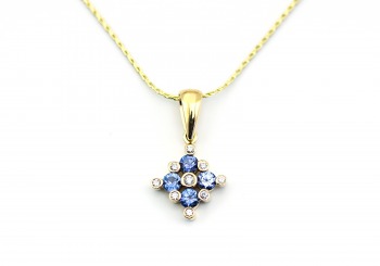 14K Yogo Sapphire and Diamond