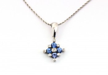 14K Yogo Sapphire & Diamond Pendant 14K Yogo Sapphire & Diamond Pendant