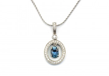 14K Fancy Sapphire and Diamond Pendant