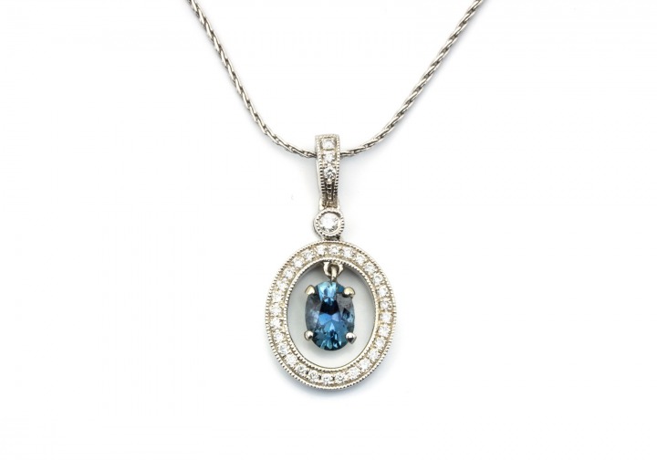 14K Fancy Sapphire and Diamond Pendant 