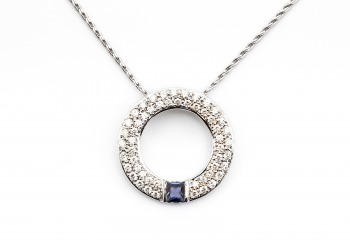 14K Yogo Sapphire & Diamond Pendant