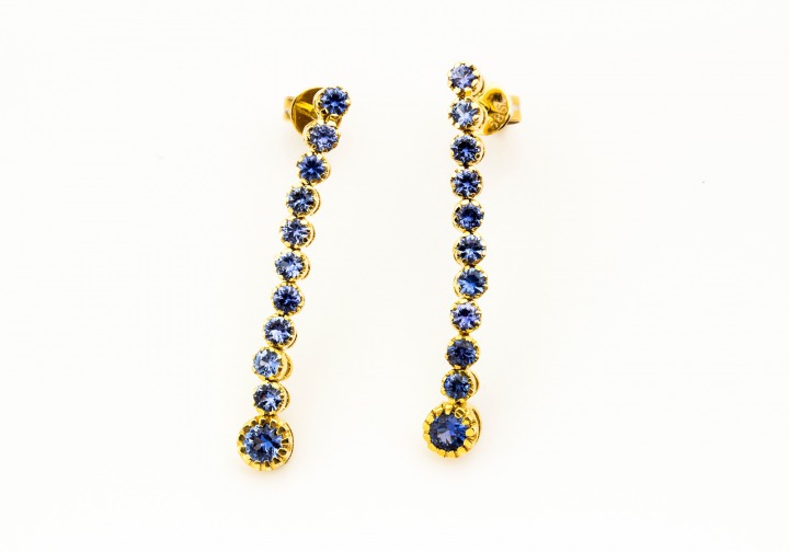 14K Yogo Sapphire Earrings