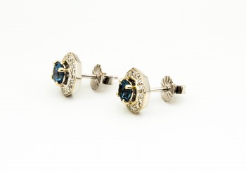 14K Fancy Montana Sapphire & Diamond Stud Earrings 14K Fancy Montana Sapphire & Diamond Stud Earrings