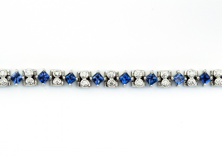 14K Yogo Sapphire & Diamond Bracelet