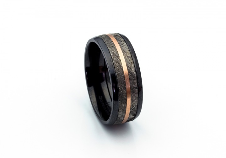 Men's Zirconium & Meteorite Band