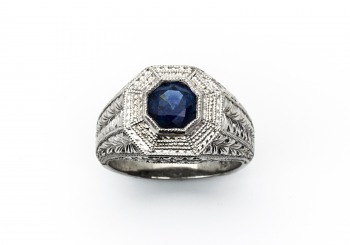 18K Fancy Montana Sapphire and Diamond Ring
