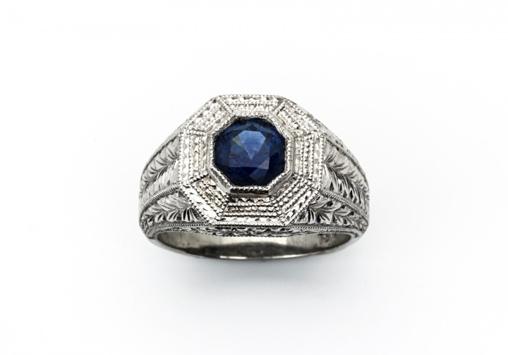 18K Fancy Montana Sapphire and Diamond Ring