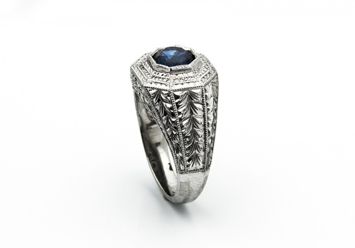18K Fancy Montana Sapphire and Diamond Ring