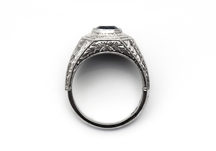 18K Fancy Montana Sapphire and Diamond Ring