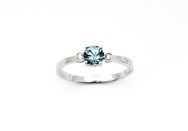 Sterling Silver Montana Sapphire & Diamond Ring