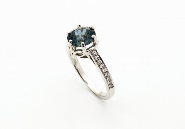 18K Fancy Montana Sapphire & Diamond Ring