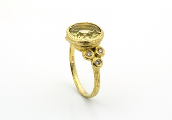 14K Lemon Quartz & Diamond Ring 14K Lemon Quartz & Diamond Ring