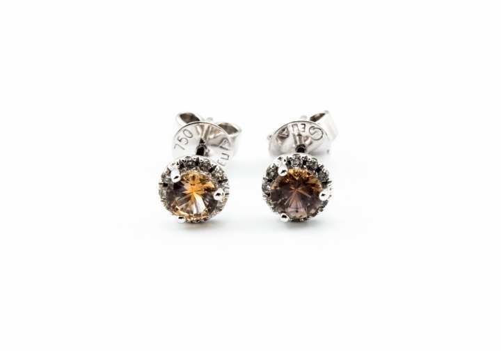 18K Fancy Montana Sapphire & Diamond Stud Earrings