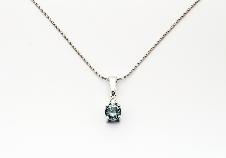 14K Montana Sapphire & Diamond Pendant 