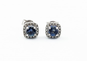 18K Fancy Montana Sapphire & Diamond Stud Earrings