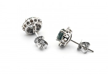 14K Fancy Montana Sapphire & Diamond Stud Earrings 14K Fancy Montana Sapphire & Diamond Stud Earrings