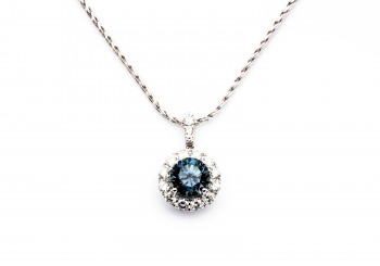 14K Montana Sapphire & Diamond Pendant