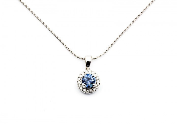 14K Montana Sapphire & Diamond Pendant 