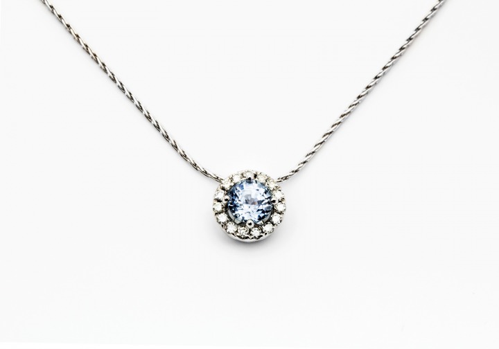 18K Montana Sapphire & Diamond Pendant 