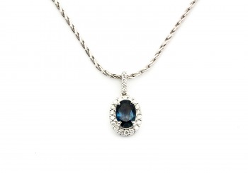 14K Montana Sapphire & Diamond Pendant