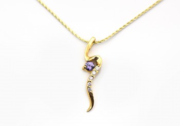 14K Montana Sapphire & Diamond Pendant
