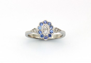 14K Yogo Sapphire and Diamond Ring