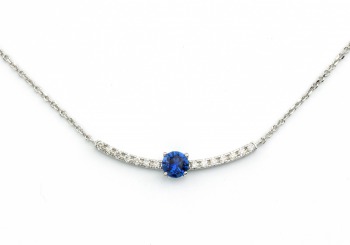 14K Yogo Sapphire & Diamond Necklace